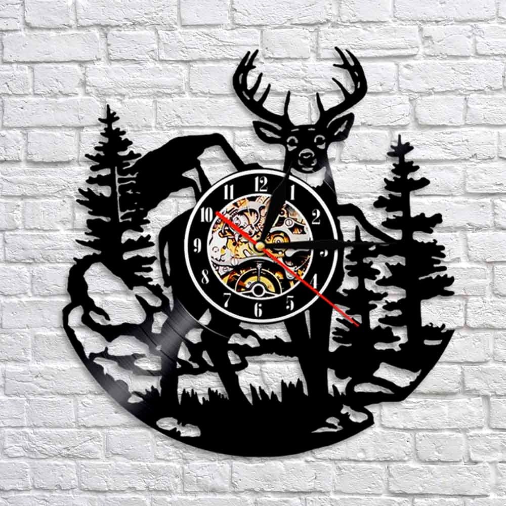 Horloge murale Vinyle Cerf Temps des Horloges