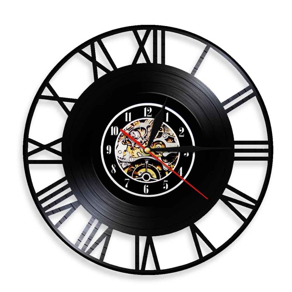 horloge vinyle chiffres romains