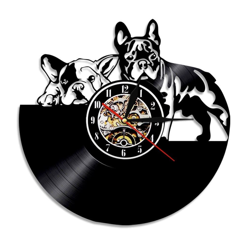 Horloge murale Vinyle Chien Temps des Horloges