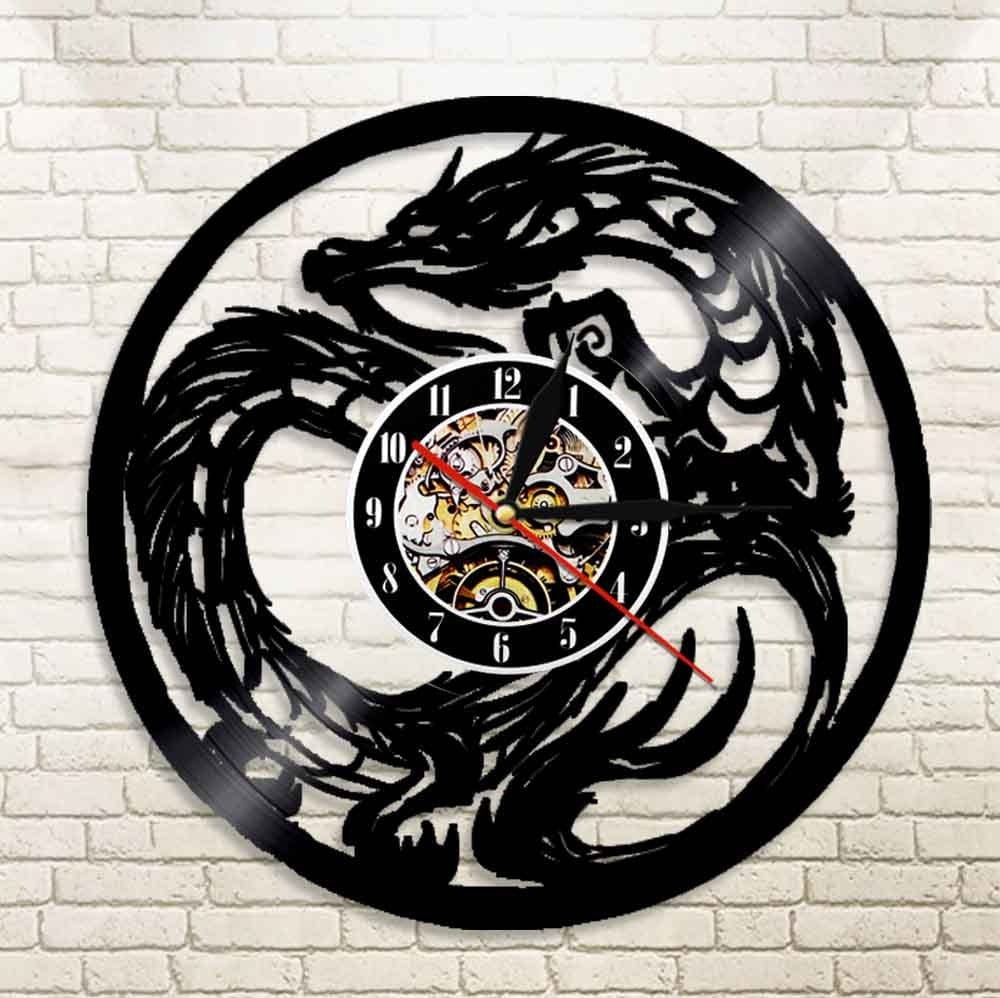 Horloge murale Vinyle Dragon Temps des Horloges