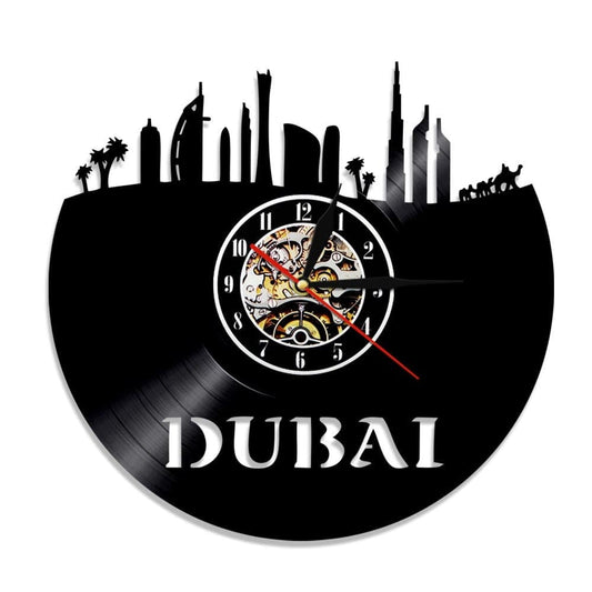 Horloge murale Vinyle Dubaï Temps des Horloges