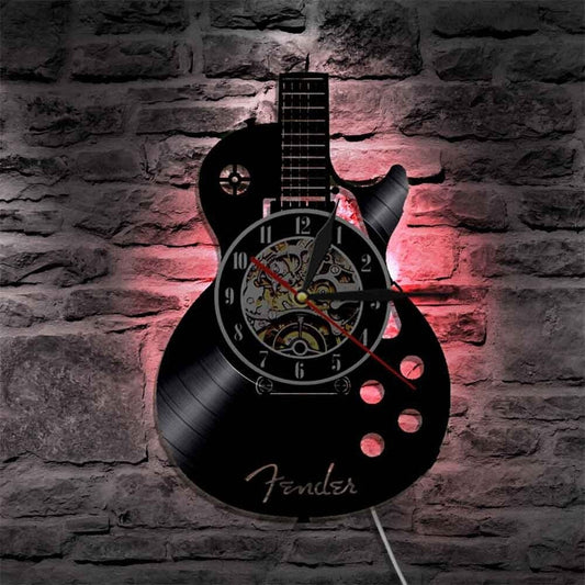 horloge vinyle guitare led