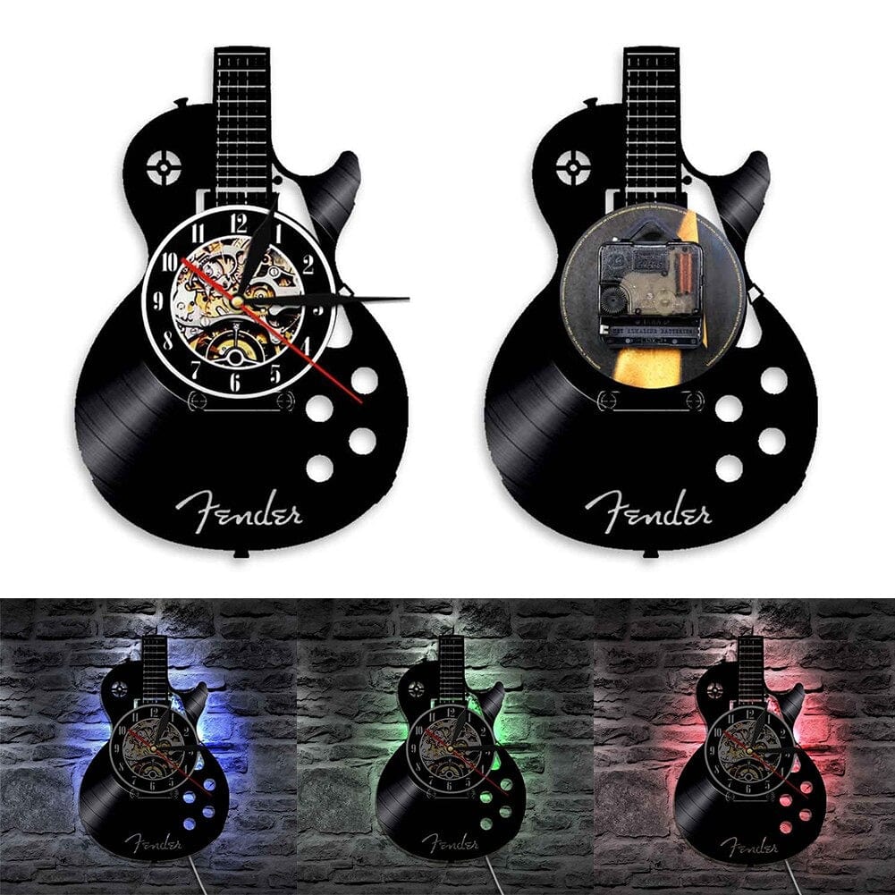 horloge vinyle guitare led