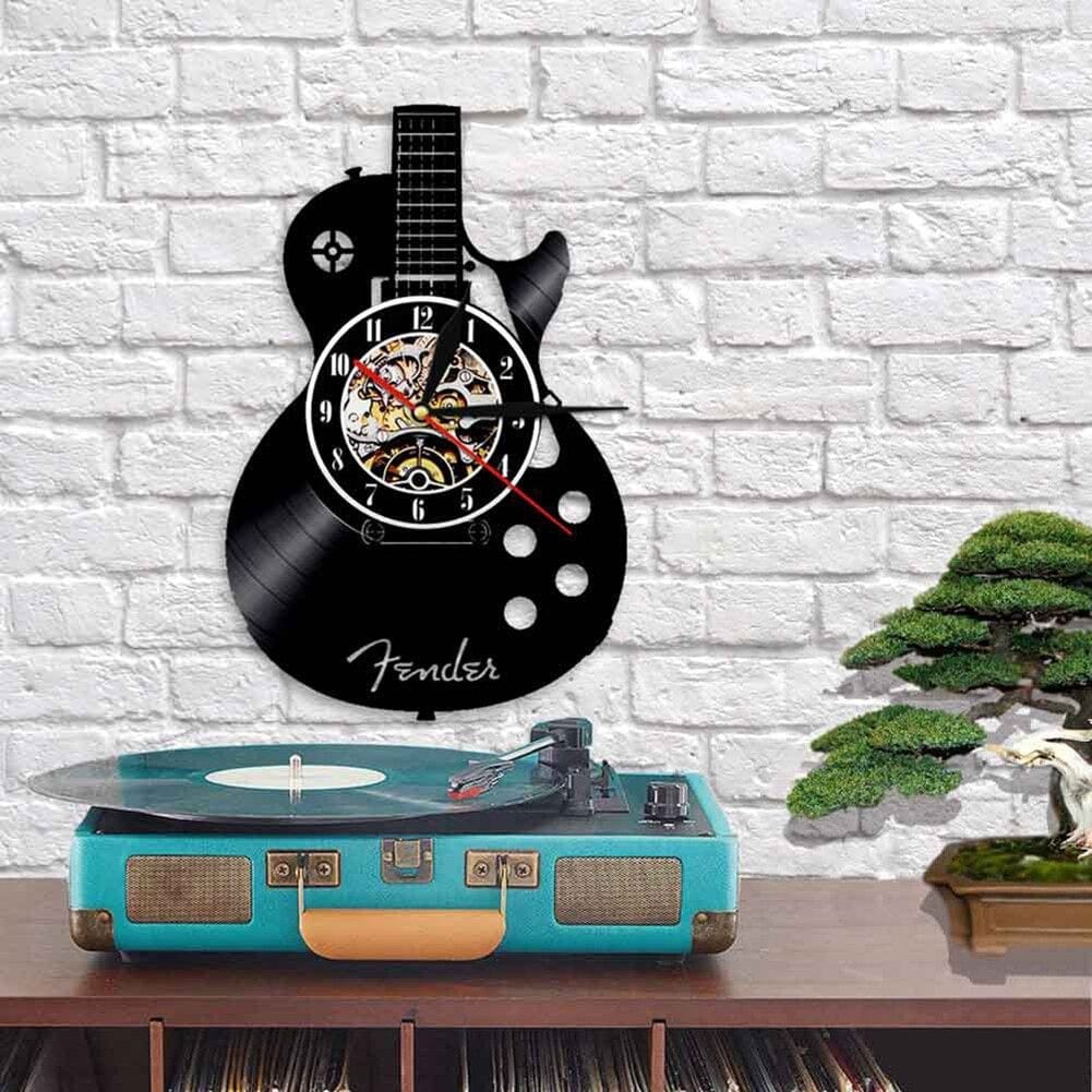 horloge vinyle guitare led