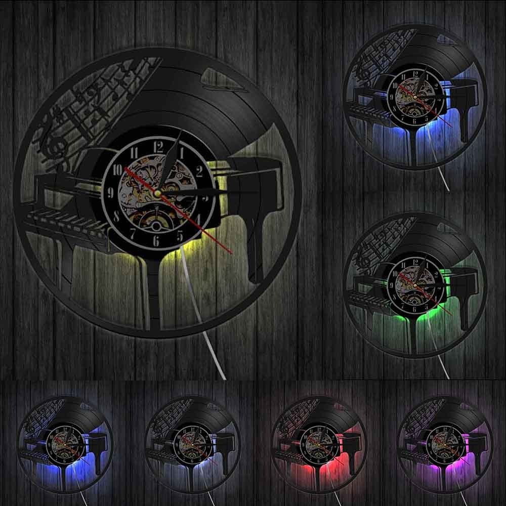 horloge vinyle piano led