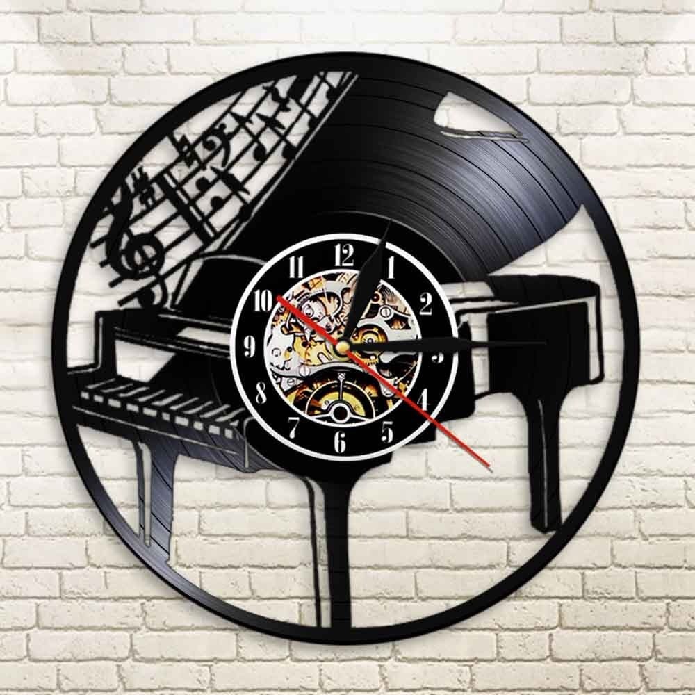 horloge vinyle piano led