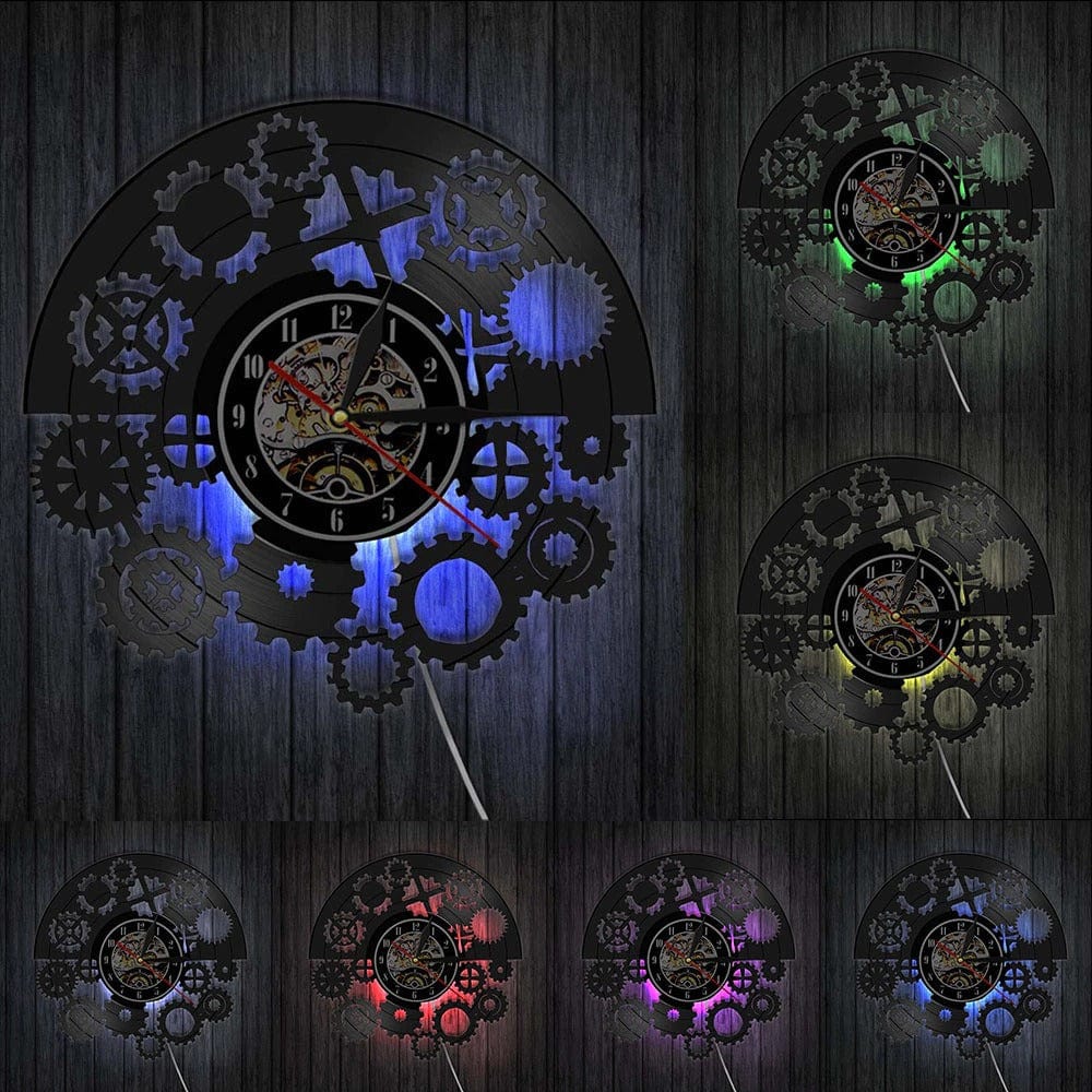 horloge vinyle steampunk led