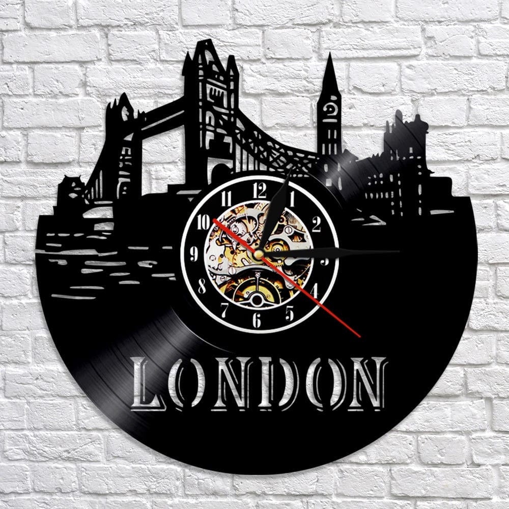 Horloge murale Vinyle Londres Temps des Horloges