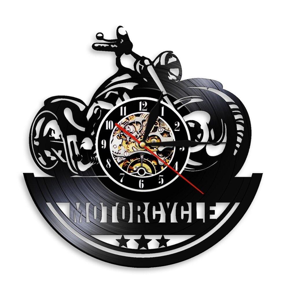 Horloge Murale Vinyle Moto Temps des Horloges