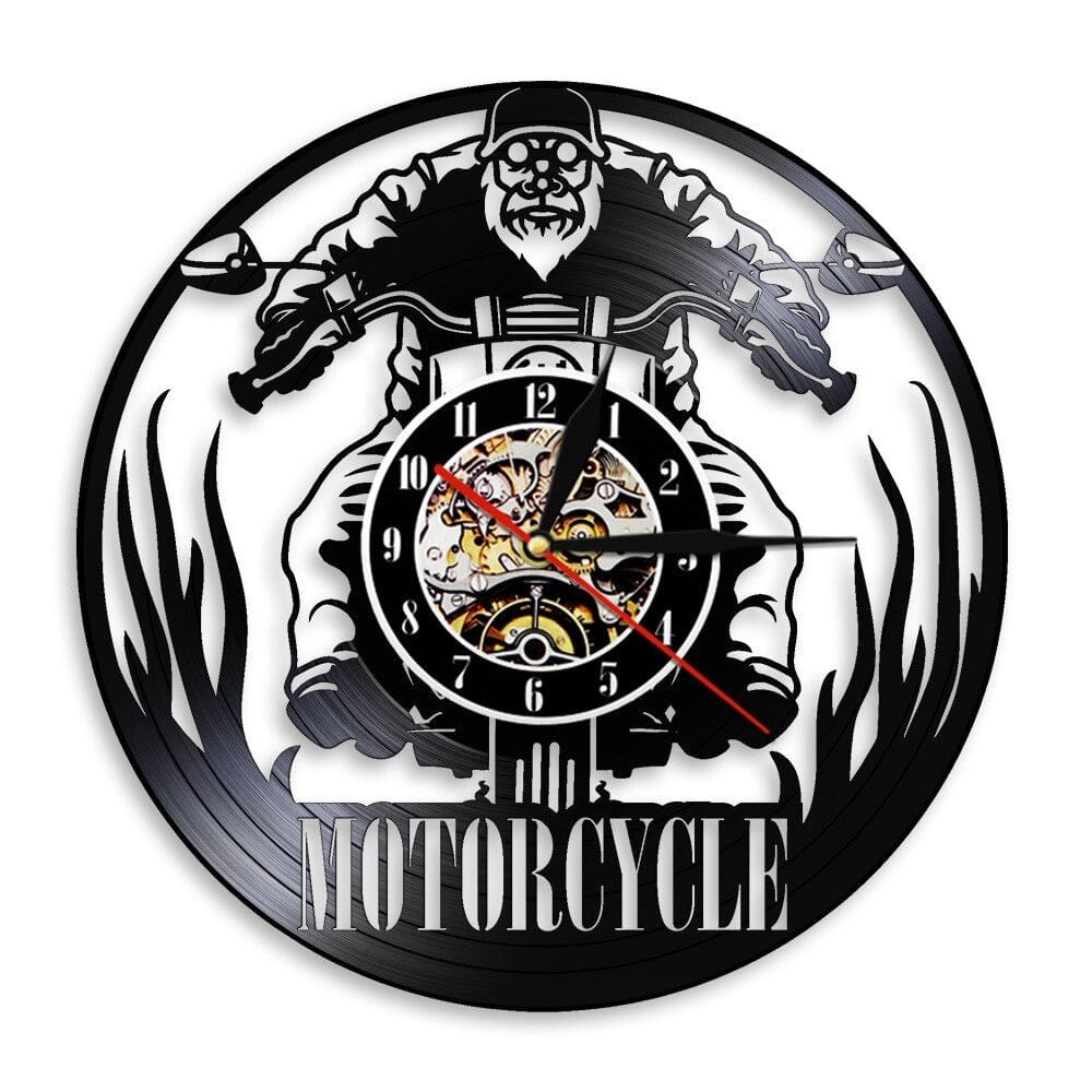 Horloge Murale Vinyle Motocycle Temps des Horloges