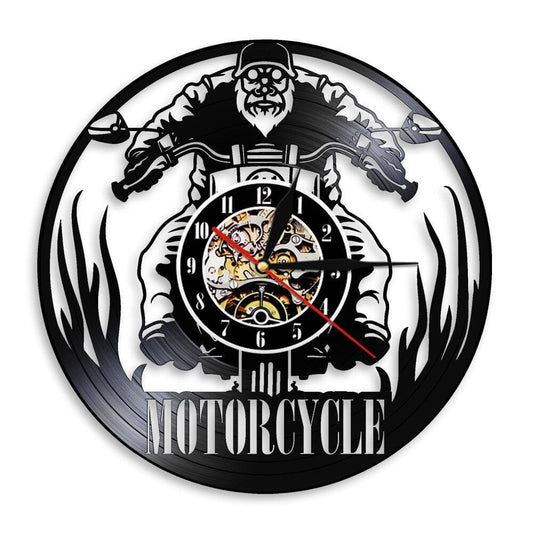 Horloge Murale Vinyle Motocycle Temps des Horloges