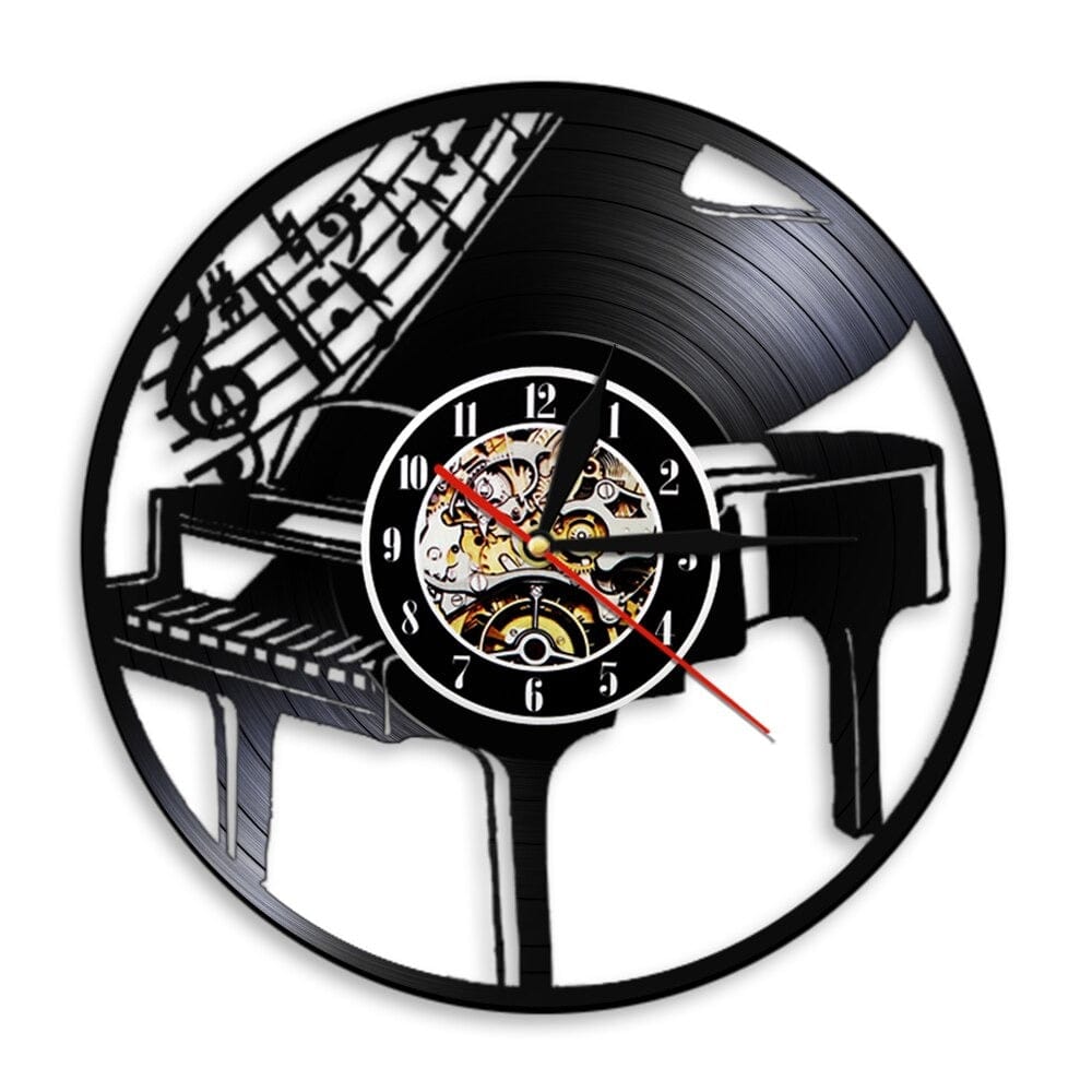 Horloge murale Vinyle Piano Temps des Horloges