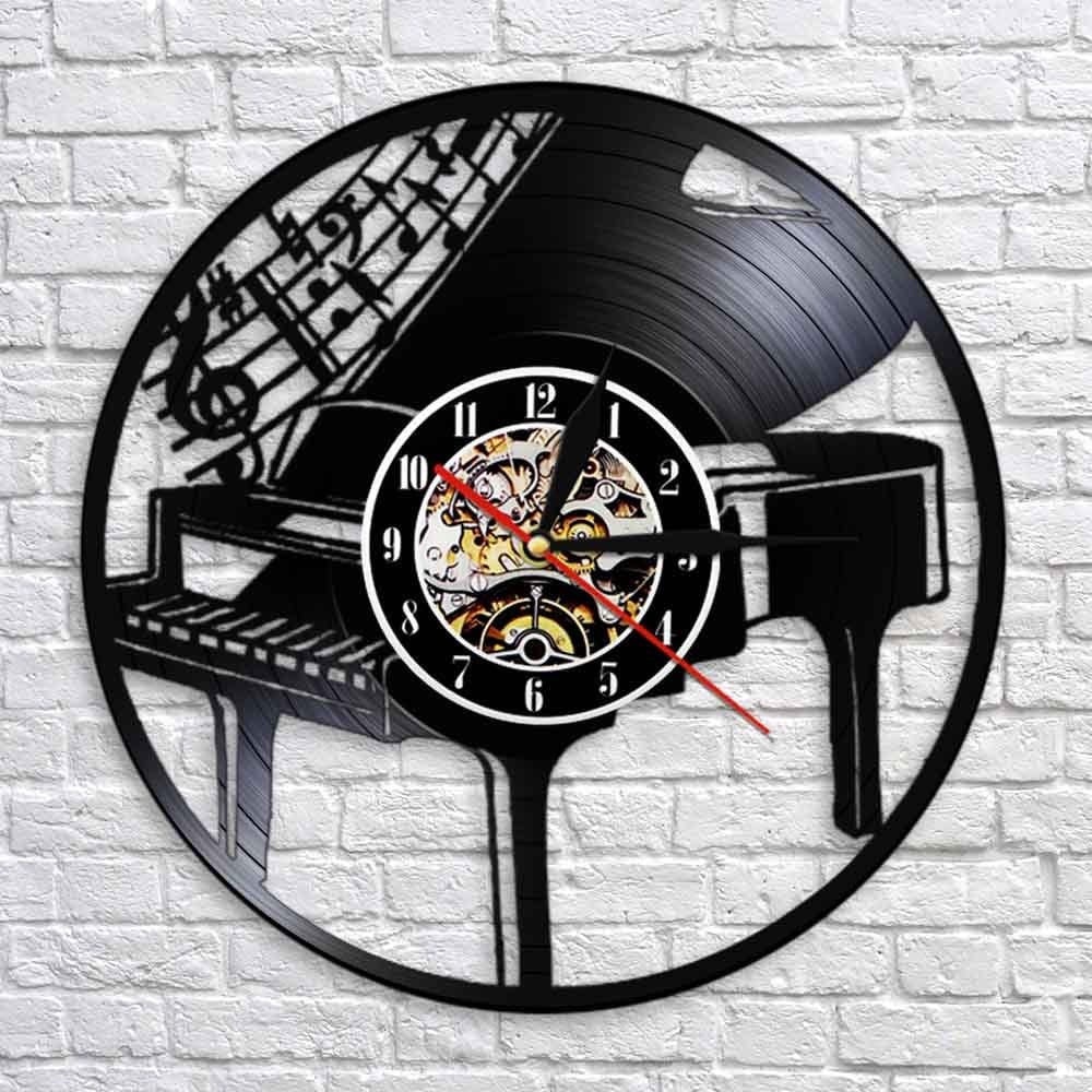 Horloge murale Vinyle Piano Temps des Horloges