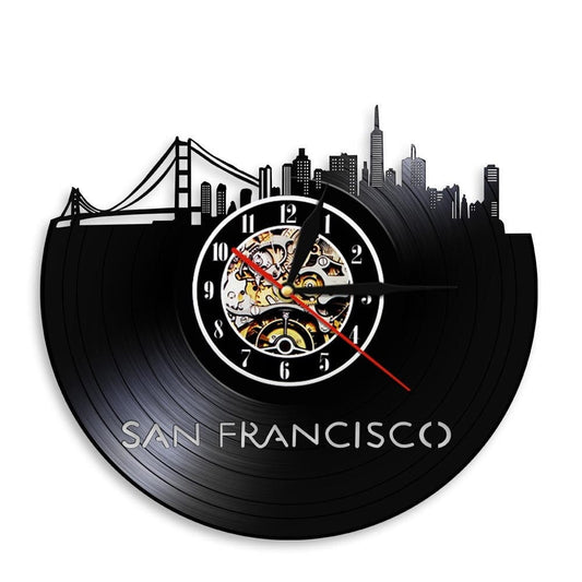 Horloge murale Vinyle San Francisco Temps des Horloges