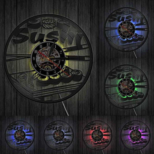 horloge vinyle sushi led