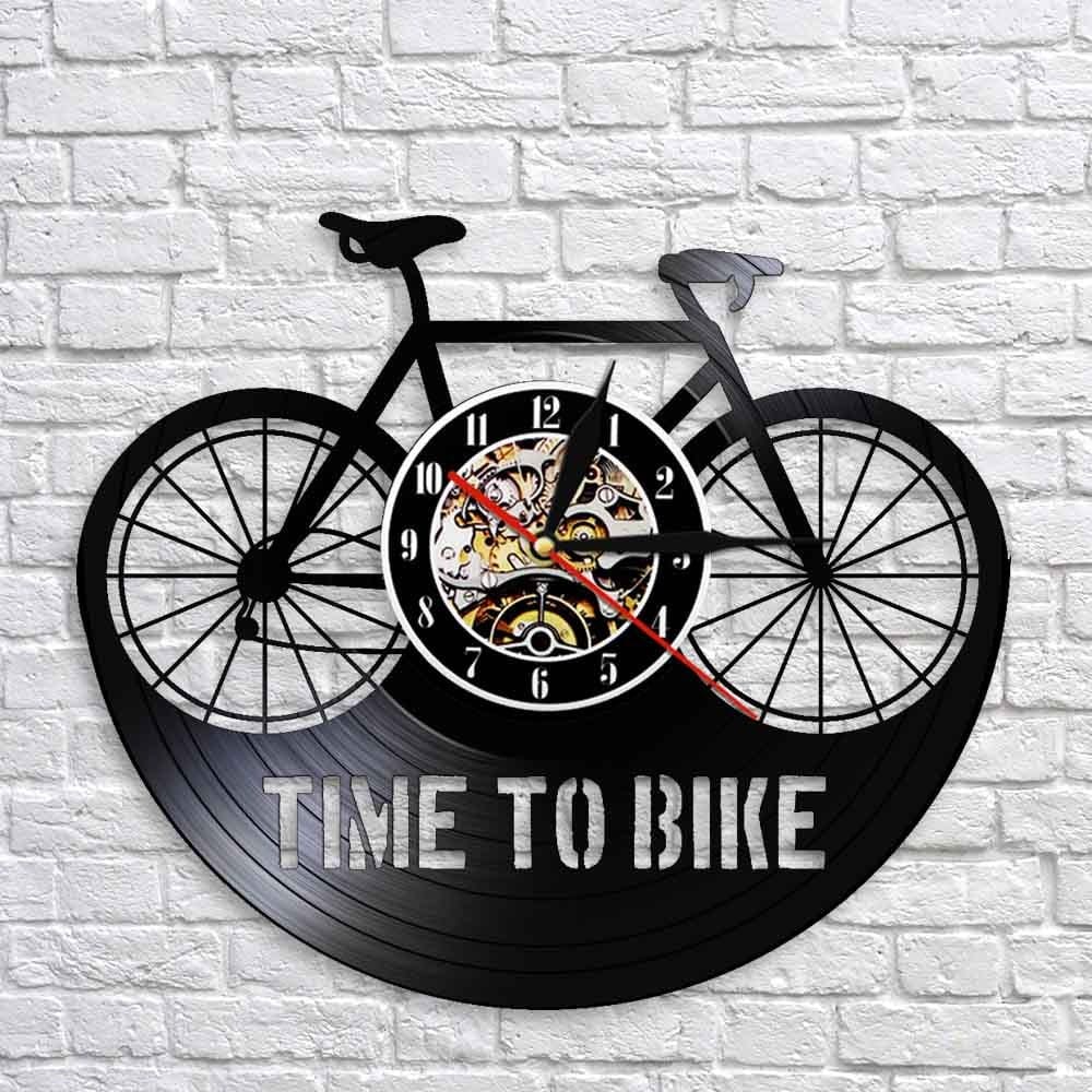 Horloge murale Vinyle Vélo Temps des Horloges