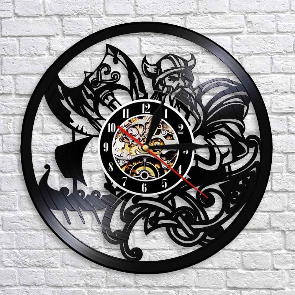 Horloge murale Vinyle Viking Temps des Horloges